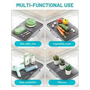 Dish Drying Mat Kitchen Counter - Silicone Dish Drying Pad with Built-in Drain for Sink, Refrigerator and Drawer Liner Dish Drying Mat Kitchen Counter - Silicone Dish Drying Pad with Built-in Drain for Sink, Refrigerator and Drawer Liner