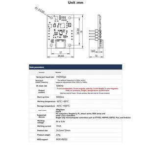 IMU High-Precision Attitude Sensor Module 10-Axis Support AHRS Attitude Calculation for ROS Robot IMU High-Precision Attitude Sensor Module 10-Axis Support AHRS Attitude Calculation for ROS Robot