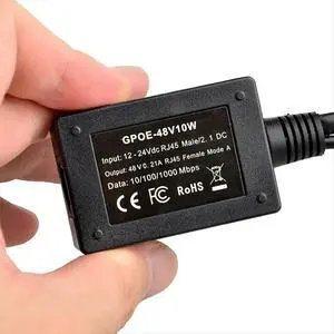 GPOE-48V10W PoE Converter Gigabit 12-24V to 48V Output Splitter for 802.3af or 48V Devices and Solar to PoE Conversion GPOE-48V10W PoE Converter Gigabit 12-24V to 48V Output Splitter for 802.3af or 48V Devices and Solar to PoE Conversion