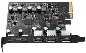 -PCIe To USB 3.2 Gen 2 Card with 20Gbps Bandwidth 5-Port (3X USB-A -2X USB-C) Converter PCIE Splitter for 10/8 -PCIe To USB 3.2 Gen 2 Card with 20Gbps Bandwidth 5-Port (3X USB-A -2X USB-C) Converter PCIE Splitter for 10/8