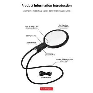 Hands Free Magnifying Glass 36 LED Lights,5X 15X Rechargeable Neck Wear Magnifier for Seniors Reading Sewing Jewelry Hands Free Magnifying Glass 36 LED Lights,5X 15X Rechargeable Neck Wear Magnifier for Seniors Reading Sewing Jewelry