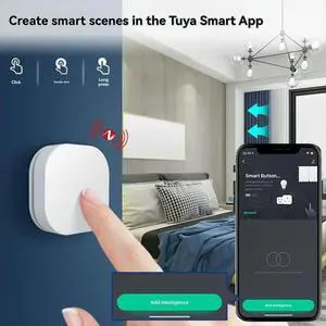 2Pcs Tuya ZigBee Button Switch Remote Control Multi-Scene Linkage Switch Automation Scenario 2Pcs Tuya ZigBee Button Switch Remote Control Multi-Scene Linkage Switch Automation Scenario