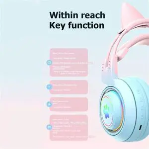 RGB Gaming Bluetooth Headset with Microphone, Surround Sound Stereo, Deer Ear & Cat Ear Glow Light for PC Laptop RGB Gaming Bluetooth Headset with Microphone, Surround Sound Stereo, Deer Ear & Cat Ear Glow Light for PC Laptop