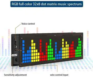 diy electronic music spectrum kit RGB full color 32x8 lattice music spectrum display SMD WS2812 clock diy soldering project diy electronic music spectrum kit RGB full color 32x8 lattice music spectrum display SMD WS2812 clock diy soldering project