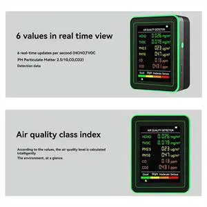 6-in-1 Indoor Air Monitor HCHO TVOC CO 2 CO PM10 PM2.5 Meter Gases Detecting ligent White 6-in-1 Indoor Air Monitor HCHO TVOC CO 2 CO PM10 PM2.5 Meter Gases Detecting ligent White