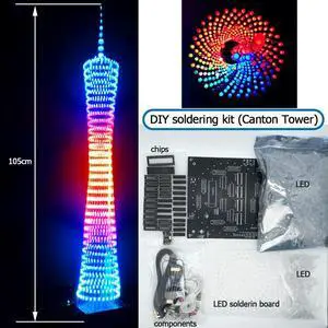 Diy Canton Tower soldering kit Colorful LED bluetooth 32 layers x32 columns LED light cube music spectrum (not assembled Diy Canton Tower soldering kit Colorful LED bluetooth 32 layers x32 columns LED light cube music spectrum (not assembled