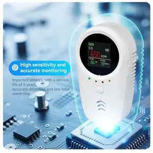 Gas, Carbon Monoxide, Temperature, Humidity Detection with HD Display Safety Alarm for Home Apartments & Villas US PLUG Gas, Carbon Monoxide, Temperature, Humidity Detection with HD Display Safety Alarm for Home Apartments & Villas US PLUG