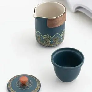 1Set-Travel Tea Set Tea Set Ceramic Teapot Tea Canister Tea Cup Outdoor Quick Cup Tea Canister Leather Bag 1Set-Travel Tea Set Tea Set Ceramic Teapot Tea Canister Tea Cup Outdoor Quick Cup Tea Canister Leather Bag