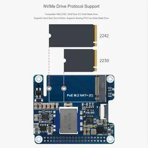 POE M.2 HAT+ Adapter with PoE Function for Raspberry Pi 5,Supports NVMe Protocol M.2 Solid State Drive,High-Speed Read POE M.2 HAT+ Adapter with PoE Function for Raspberry Pi 5,Supports NVMe Protocol M.2 Solid State Drive,High-Speed Read