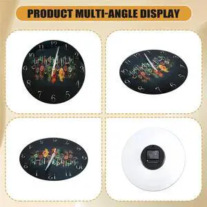 Silent Glass Wall Clock with Vibrant Spice Design - Thick Reinforced Glass, ModernKitchen & Bedroom Decor Silent Glass Wall Clock with Vibrant Spice Design - Thick Reinforced Glass, ModernKitchen & Bedroom Decor