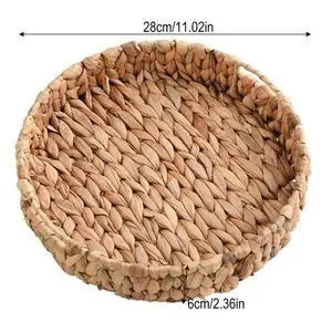 Decorative Round Basket Tray Natural Woven Fruit Vegetable Tray Grass Weaving Baskets Serving Trays Decorative Round Basket Tray Natural Woven Fruit Vegetable Tray Grass Weaving Baskets Serving Trays