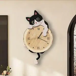 Fun Cat Wall Hanging Clock Stylish Cute Pendulum Decorative Clock Wall Ornament for Bedroom Kids Room Home Decor Gift C Fun Cat Wall Hanging Clock Stylish Cute Pendulum Decorative Clock Wall Ornament for Bedroom Kids Room Home Decor Gift C