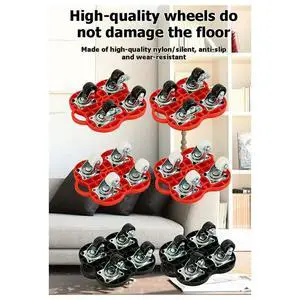 4-Pcs Brake-Equipped Moving Tool Set for Transporting Large Items Furniture Moving Tool for Bulky Goods Red 4-Pcs Brake-Equipped Moving Tool Set for Transporting Large Items Furniture Moving Tool for Bulky Goods Red