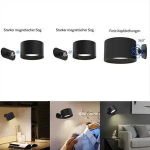 LED Wall Lights with Remote 3 Colors & Dimmable Magnetic 360° Rot Rechargeable Wall Mounted Reading Sconces Lamp 2000mAh LED Wall Lights with Remote 3 Colors & Dimmable Magnetic 360° Rot Rechargeable Wall Mounted Reading Sconces Lamp 2000mAh