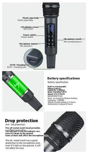 One-to-One Universal Microphone System for Home Karaoke & Outdoor Sound Systems 2.4GHz Handheld Microphone One-to-One Universal Microphone System for Home Karaoke & Outdoor Sound Systems 2.4GHz Handheld Microphone