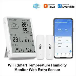 Temperature Humidity Monitor with Sensor APP Remote Control Digital Temperature Humidity Sensor Voice Control Temperature Humidity Monitor with Sensor APP Remote Control Digital Temperature Humidity Sensor Voice Control