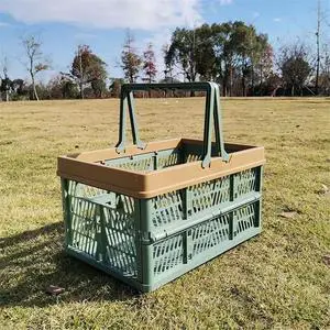 Japanese Style Foldable Picnic Basket - Large Spring Outing Tote for Shopping & Vegetables Green Japanese Style Foldable Picnic Basket - Large Spring Outing Tote for Shopping & Vegetables Green
