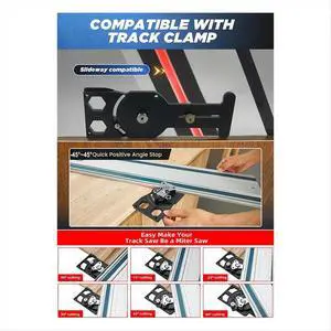 Adjustable Angle Track Saw Square with -45° to 45° Quick Positive Angle Stop Guide Rail Square 90 Degree Right Angle Adjustable Angle Track Saw Square with -45° to 45° Quick Positive Angle Stop Guide Rail Square 90 Degree Right Angle