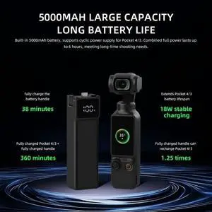 Lightweight Extension Grip for Pocket 3 4 With Digital Power Lightweight Extension Grip for Pocket 3 4 With Digital Power