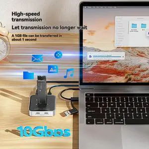 Dual Disk M.2 Dual Protocol, Hard Disk Seat, Solid State Drive Box TYPE-C HUB Expansion 10Gbps US Plug Dual Disk M.2 Dual Protocol, Hard Disk Seat, Solid State Drive Box TYPE-C HUB Expansion 10Gbps US Plug