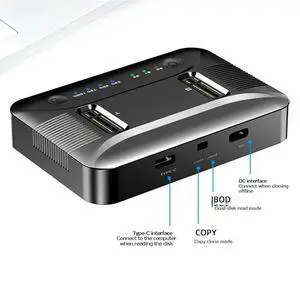 M.2 NVMe/SATA Dual-Bay Hard Drive Docking Station Offline Clone Hard Disk USB 3.2 Gen2 SSD Adapter M.2 NVMe/SATA Dual-Bay Hard Drive Docking Station Offline Clone Hard Disk USB 3.2 Gen2 SSD Adapter
