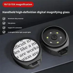 Handheld Digital Magnifying Glass 10/13/15 Times Magnification for Jewelry Appraisal Anti-Funnel Microscope Magnifying Handheld Digital Magnifying Glass 10/13/15 Times Magnification for Jewelry Appraisal Anti-Funnel Microscope Magnifying