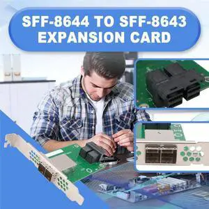 2-Port SFF-8644 to SFF-8643 Expansion Card 8 SAS/SATA/SSD 6Gbps Mini SAS HD Riser Card 2-Port SFF-8644 to SFF-8643 Expansion Card 8 SAS/SATA/SSD 6Gbps Mini SAS HD Riser Card