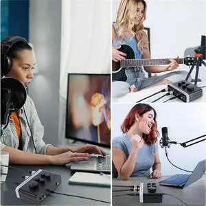 USB Audio Interface MIC Preamplifier Phantom Power, for Recording, Live Streaming, Podcasting Home Studio USB Audio Interface MIC Preamplifier Phantom Power, for Recording, Live Streaming, Podcasting Home Studio