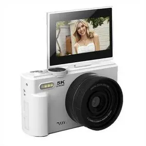 Digital Photography Camera 5K 18X Digital Zoom Vintage Vlog Video Recorder 180° Flip Screen Selfile Cam White Digital Photography Camera 5K 18X Digital Zoom Vintage Vlog Video Recorder 180° Flip Screen Selfile Cam White