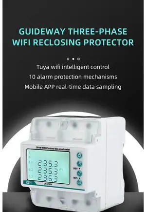 3 Phase 4 Wire 100A Tuya Bi-Directional Energy Power KWh Meter over Under Voltage Protector over Load Protect 3 Phase 4 Wire 100A Tuya Bi-Directional Energy Power KWh Meter over Under Voltage Protector over Load Protect