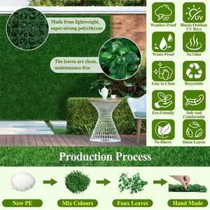 25Pcs Artificial Grass Wall Panels 10" X 10" Greenery Backdrop UV-Protected for Decor Wedding Garden Fence Decorations 25Pcs Artificial Grass Wall Panels 10" X 10" Greenery Backdrop UV-Protected for Decor Wedding Garden Fence Decorations