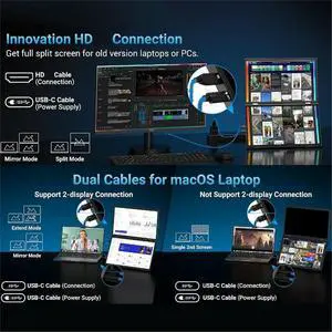 15.6 Inch FHD Protable Monitor IPS Folding Stacked Dual Laptop Screen Extender USB-C External Computer Display Screen 15.6 Inch FHD Protable Monitor IPS Folding Stacked Dual Laptop Screen Extender USB-C External Computer Display Screen
