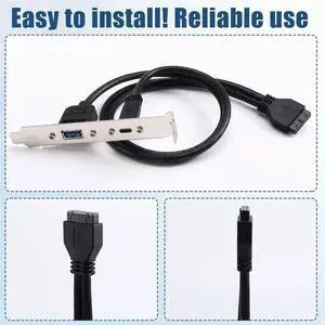 0.5m Rear USB 3.1 Port Expansion 20pin to TYPE-C Female and USB 3.0 Female Data Cable with Bezel on Computer Chassis 0.5m Rear USB 3.1 Port Expansion 20pin to TYPE-C Female and USB 3.0 Female Data Cable with Bezel on Computer Chassis