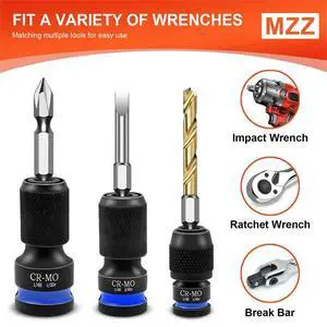 3pcs Impact Hex Converter for Screwdriver/Drill Bit 1/2 3/8 1/4" Square Drive to 1/4" Quick Release Hex Socket Adapter 3pcs Impact Hex Converter for Screwdriver/Drill Bit 1/2 3/8 1/4" Square Drive to 1/4" Quick Release Hex Socket Adapter