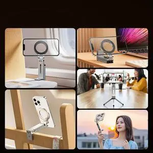 Foldable Magnetic Phone Tripod Holder, 360° Rotating Stand for Travel Video Shooting Desk Plane Foldable Magnetic Phone Tripod Holder, 360° Rotating Stand for Travel Video Shooting Desk Plane