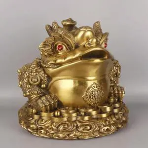 Feng Shui Copper Animal Toad Ornament Toad Three-Legged Living Room Store Desktop Figurines Feng Shui Copper Animal Toad Ornament Toad Three-Legged Living Room Store Desktop Figurines