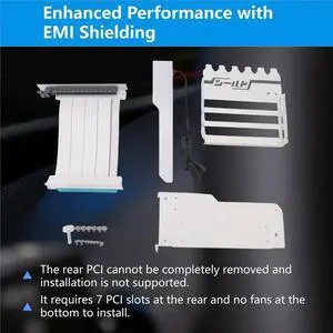 Vertical GPU Mounting Bracket with PCI-E 4.0 X16 Riser Cable Video Card Support Kit 90 Degree Right Angle White Vertical GPU Mounting Bracket with PCI-E 4.0 X16 Riser Cable Video Card Support Kit 90 Degree Right Angle White