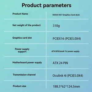 GPU OCuLink GPU Dock PCIe 5.0x4 GDP Laptop to External Video Graphics Card M.2 Oculink SFF8611 to PCIE X16 Bend White GPU OCuLink GPU Dock PCIe 5.0x4 GDP Laptop to External Video Graphics Card M.2 Oculink SFF8611 to PCIE X16 Bend White