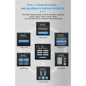 Tuya 4inch Touch Screen Switch Support 1/2/3Gang/Curtain/Roller Blind Switch 6in1 Multi Language for Alexa Tuya 4inch Touch Screen Switch Support 1/2/3Gang/Curtain/Roller Blind Switch 6in1 Multi Language for Alexa