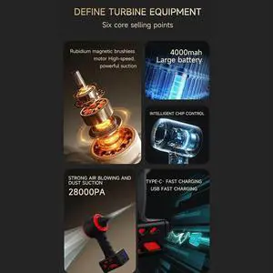 28000pa Multifunction Air Blower Suction Machine 130000RPM Brushless Motor Turbo Jet Fan Handheld Compressed Air Turbine 28000pa Multifunction Air Blower Suction Machine 130000RPM Brushless Motor Turbo Jet Fan Handheld Compressed Air Turbine