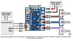 5083 Motoron M3T453 Triple I²C Motor Controller with JST 5083 Motoron M3T453 Triple I²C Motor Controller with JST