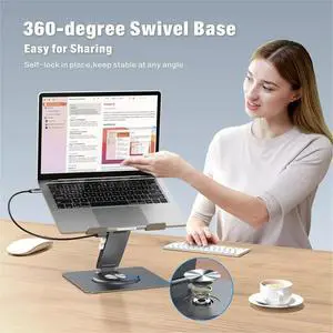 9-in-1 Desk Laptop Stand with Docking Station, 360° Rotation 4K60Hz, 3 USB3.0, 100W PD Charging for PC Laptop 9-in-1 Desk Laptop Stand with Docking Station, 360° Rotation 4K60Hz, 3 USB3.0, 100W PD Charging for PC Laptop
