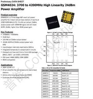 GSM4024 24dBm 3.7-4.2G GaAs High-Linearity RF Amplifier GSM4024 24dBm 3.7-4.2G GaAs High-Linearity RF Amplifier