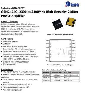 GSM2424C 24dBm 2.3-2.4G GaAs High-Linearity RF Amplifier GSM2424C 24dBm 2.3-2.4G GaAs High-Linearity RF Amplifier