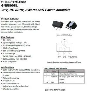 GNS8008L 28V DC-4GHz GaN cw 10w GaN RF Power Amplifier GNS8008L 28V DC-4GHz GaN cw 10w GaN RF Power Amplifier