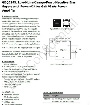 GBQ6205 LowNoise GaN Bias Supply Control IC with SingleChannel PA Gate Bias Control GBQ6205 LowNoise GaN Bias Supply Control IC with SingleChannel PA Gate Bias Control