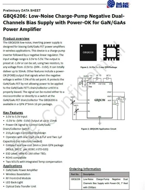 GBQ6206 Low-Noise GaN Bias Supply Control IC with PA Gate Bias Control GBQ6206 Low-Noise GaN Bias Supply Control IC with PA Gate Bias Control