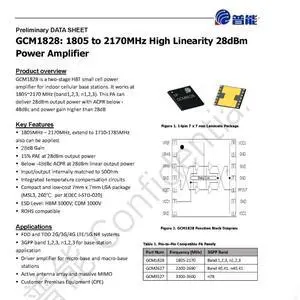GCM1828 28dBm 1805-2170MHz GaAs High-Linearity RF Amplifier GCM1828 28dBm 1805-2170MHz GaAs High-Linearity RF Amplifier