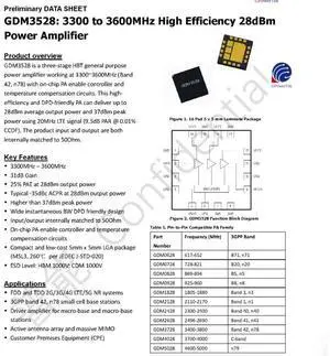 GDM3528 28dBm 3.3-3.6G GaAs High Efficiency 28dbm Power Amplifier GDM3528 28dBm 3.3-3.6G GaAs High Efficiency 28dbm Power Amplifier