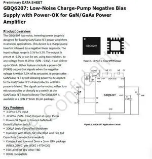 GBQ6207 Low-Noise GaN Bias Supply Control IC with Dual-Channel PA Gate Voltage Control GBQ6207 Low-Noise GaN Bias Supply Control IC with Dual-Channel PA Gate Voltage Control